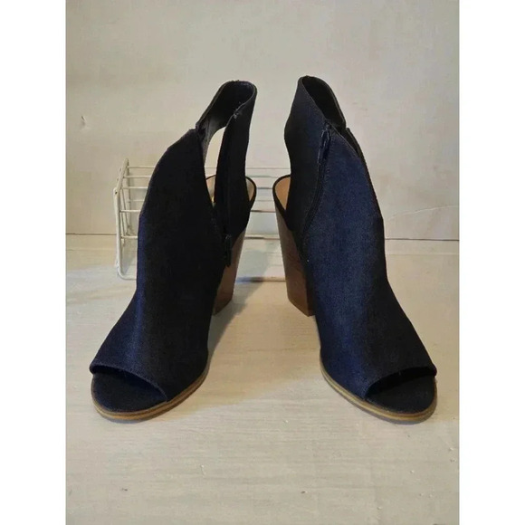 Women's Open Toe Boots, 9W, Dark Blue Denim‎ - Picture 1 of 9
